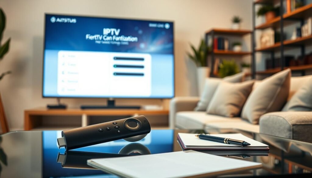 NOX PRO IPTV Smart TV : écran de configuration affiché dans un salon
